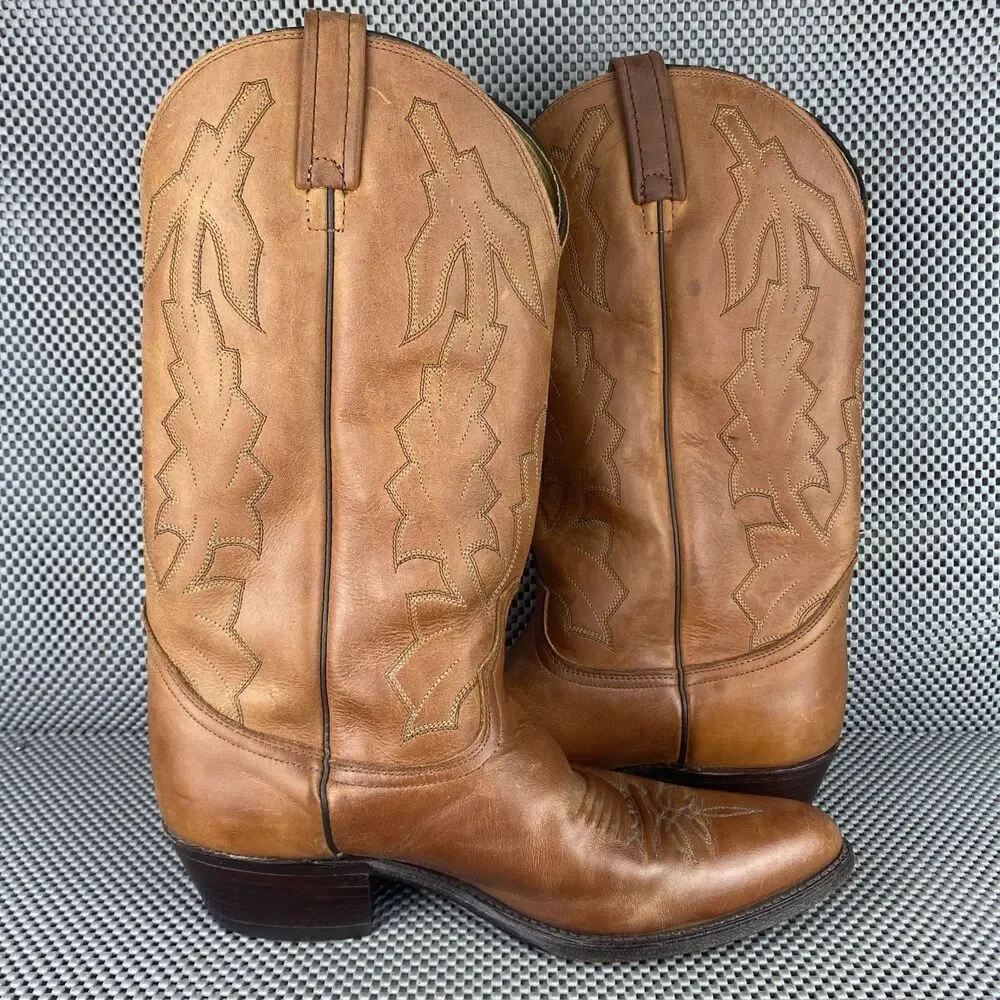 Dan Post Cowboy Boots Mens 9.5 EW Brown Leather Western Embroidered Pull On